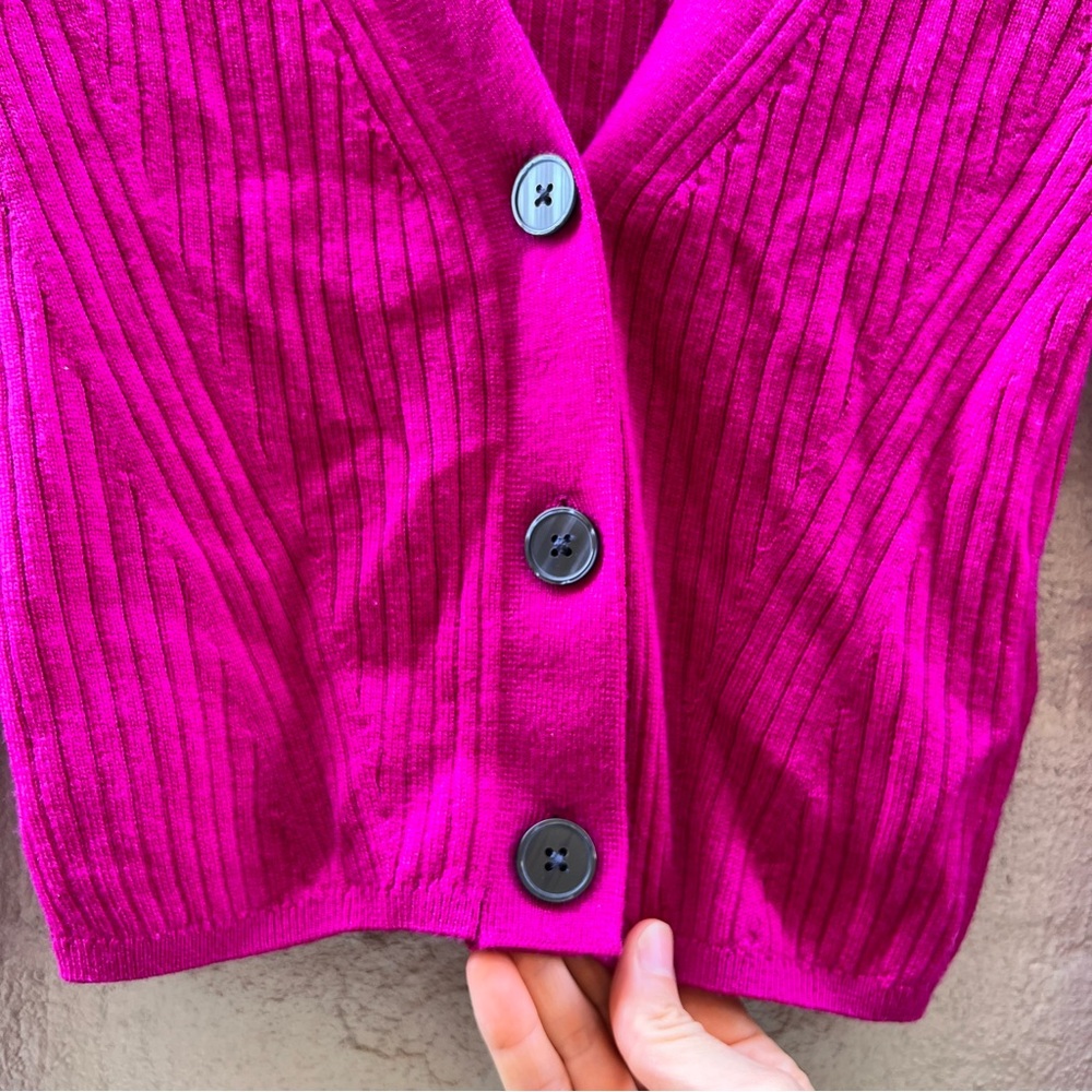 Boden Merino Cropped Rib Cardigan Pink XS - Picture 4 of 7